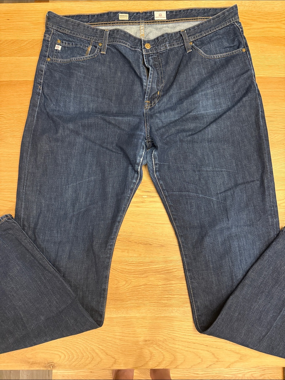 Ag Adriano Goldschmied Men's Straight Jeans in Dark Blue